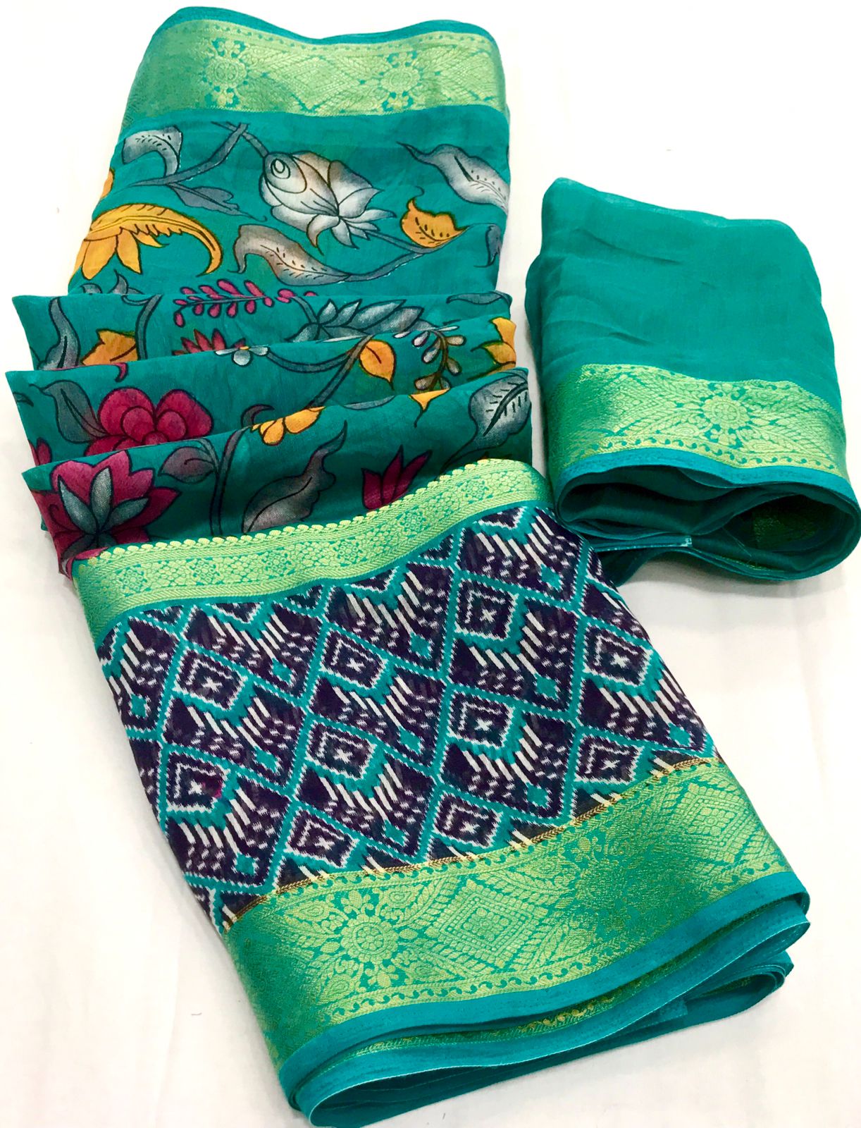 Rajyog Linen Double Jacquard Border Printed Saree catalog